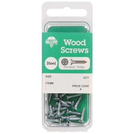 Hillman Wood Screw, #12, 2 1/2 inch, Zinc Plated Steel Flat Head Phillips Drive, 10 PK 5103080